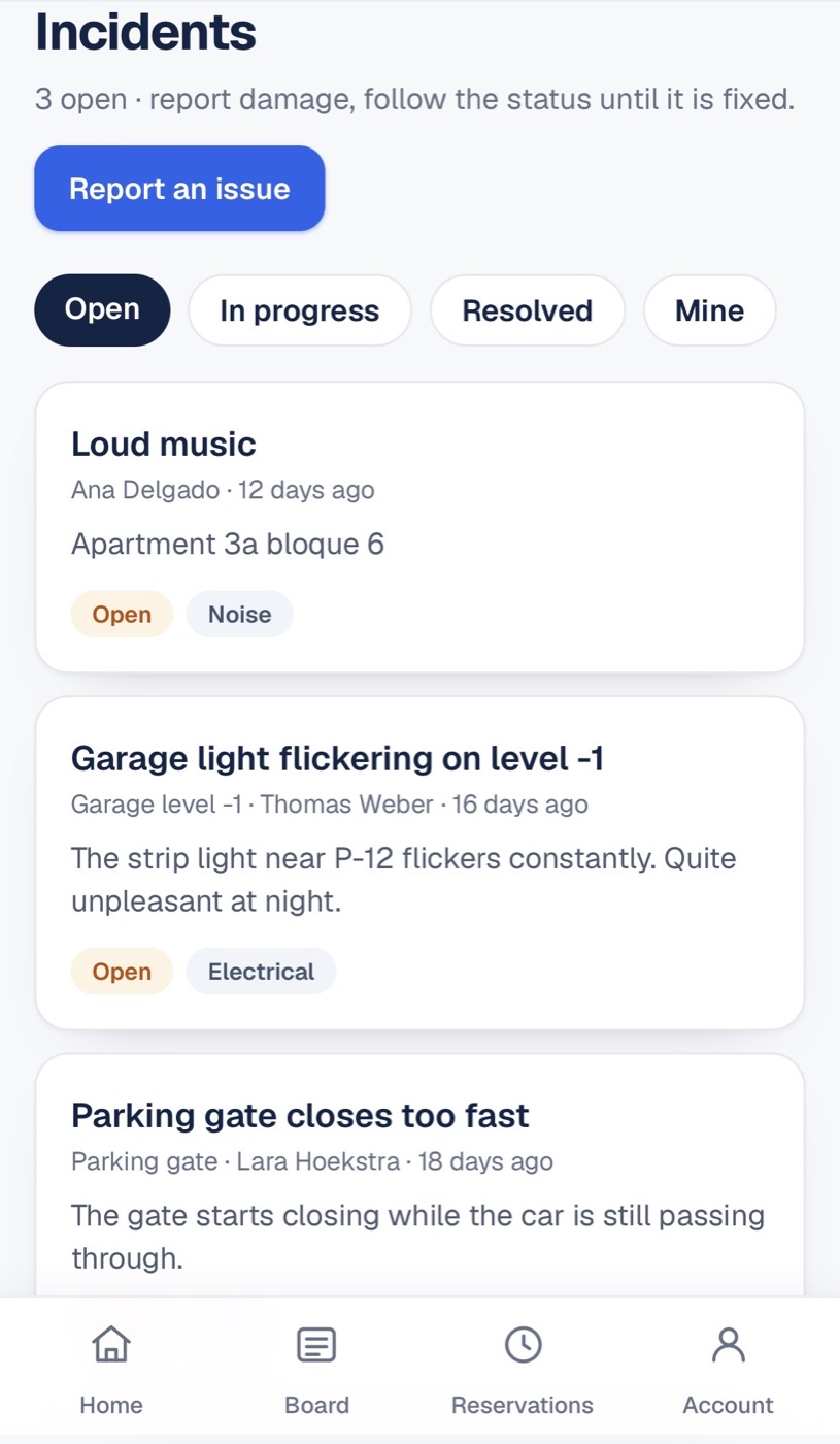 Incidents with status tracking